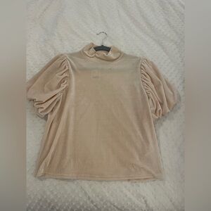 NWT - Free People Champagne / Light Pink Puff Sleeve Blouse